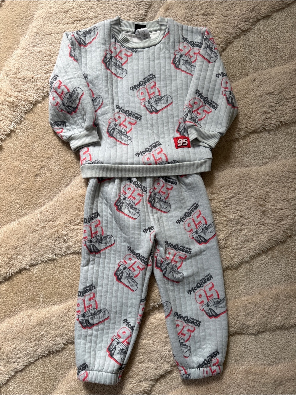 Disney Grey and Red McQueen 95 Quilted Pajama Set